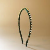 Narrow Headband Green Gold Studs