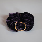 Mulberry Purple Velour Buckle Scrunchie