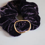 Mulberry Purple Velour Buckle Scrunchie