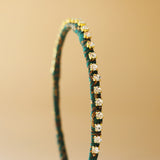 Narrow Headband Green Gold Studs