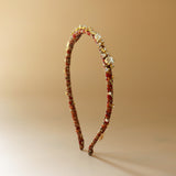 Narrow Headband Red Gold Studs