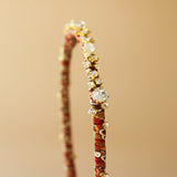 Narrow Headband Red Gold Studs