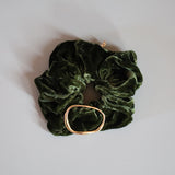 Moss Green Velour Buckle Scrunche