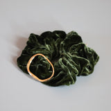 Moss Green Velour Buckle Scrunche
