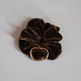Choco Brown Velour Buckle Scrunchie