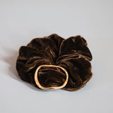 Choco Brown Velour Buckle Scrunchie