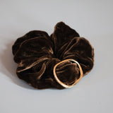 Choco Brown Velour Buckle Scrunchie