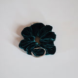 Dark Green Velour Buckle Scrunchie