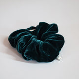Dark Green Velour Buckle Scrunchie
