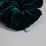 Dark Green Velour Buckle Scrunchie