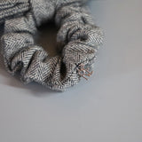 Herringbone Grey Ribbon Scrunchie
