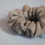 Herringbone Brown Mini Scrunchie