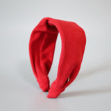 Wide Headband Red Rib-Knit