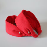 Wide Headband Red Rib-Knit