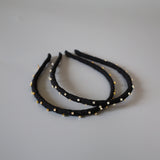 Narrow Studs Headband Black lill Silver