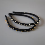 Narrow Studs Headband Black lill Silver