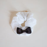 Swish Ribbon Scrunchie White-Brown