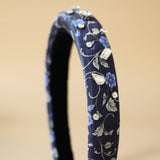 Slender Headband Navy Blue Silver