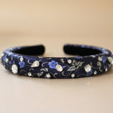 Slender Headband Navy Blue Silver