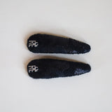 Hair Pin Black Leopard Silver Logo