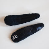Hair Pin Black Leopard Silver Logo