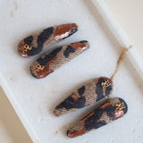 Hair Pin Brown Leopard Gold Logo