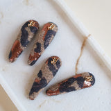 Hair Pin Brown Leopard Gold Logo