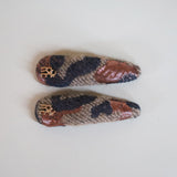 Hair Pin Brown Leopard Gold Logo