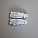 Hair Pin Velour Blue Pearl
