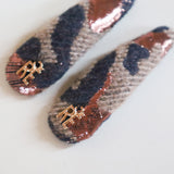 Hair Pin Brown Leopard Gold Logo