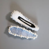 Hair Pin Velour Blue Pearl