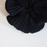 Pleated Black Scrunchie