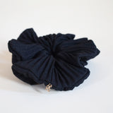 Pleated Black Scrunchie