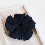 Pleated Black Scrunchie