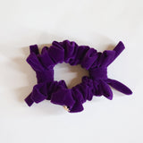 Velvet Twin Ribbon Grape Scrunchie