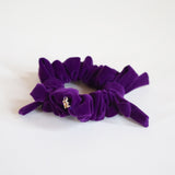 Velvet Twin Ribbon Grape Scrunchie