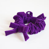 Velvet Twin Ribbon Grape Scrunchie