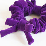 Velvet Twin Ribbon Grape Scrunchie