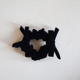 Velvet Twin Ribbon Black Scrunchie