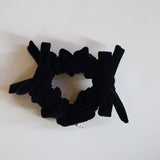 Velvet Twin Ribbon Black Scrunchie