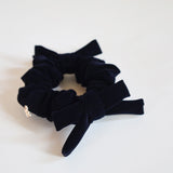Velvet Twin Ribbon Black Scrunchie
