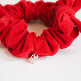 Velvet Twin Ribbon Crimson Red Scrunchie