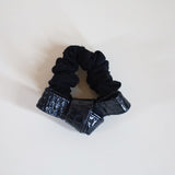 Croco Tie Black Silk Scrunchie