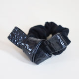 Croco Tie Black Silk Scrunchie