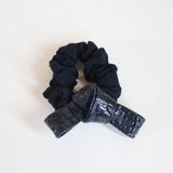 Croco Tie Black Silk Scrunchie