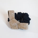 Croco Tie Beige Silk Scrunchie