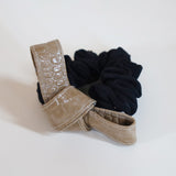Croco Tie Beige Silk Scrunchie