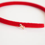 Tight Headband Velvet Crimson Red