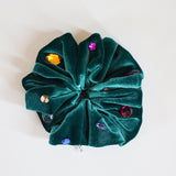 Green Velour Jewelry Scrunchie