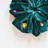 Green Velour Jewelry Scrunchie